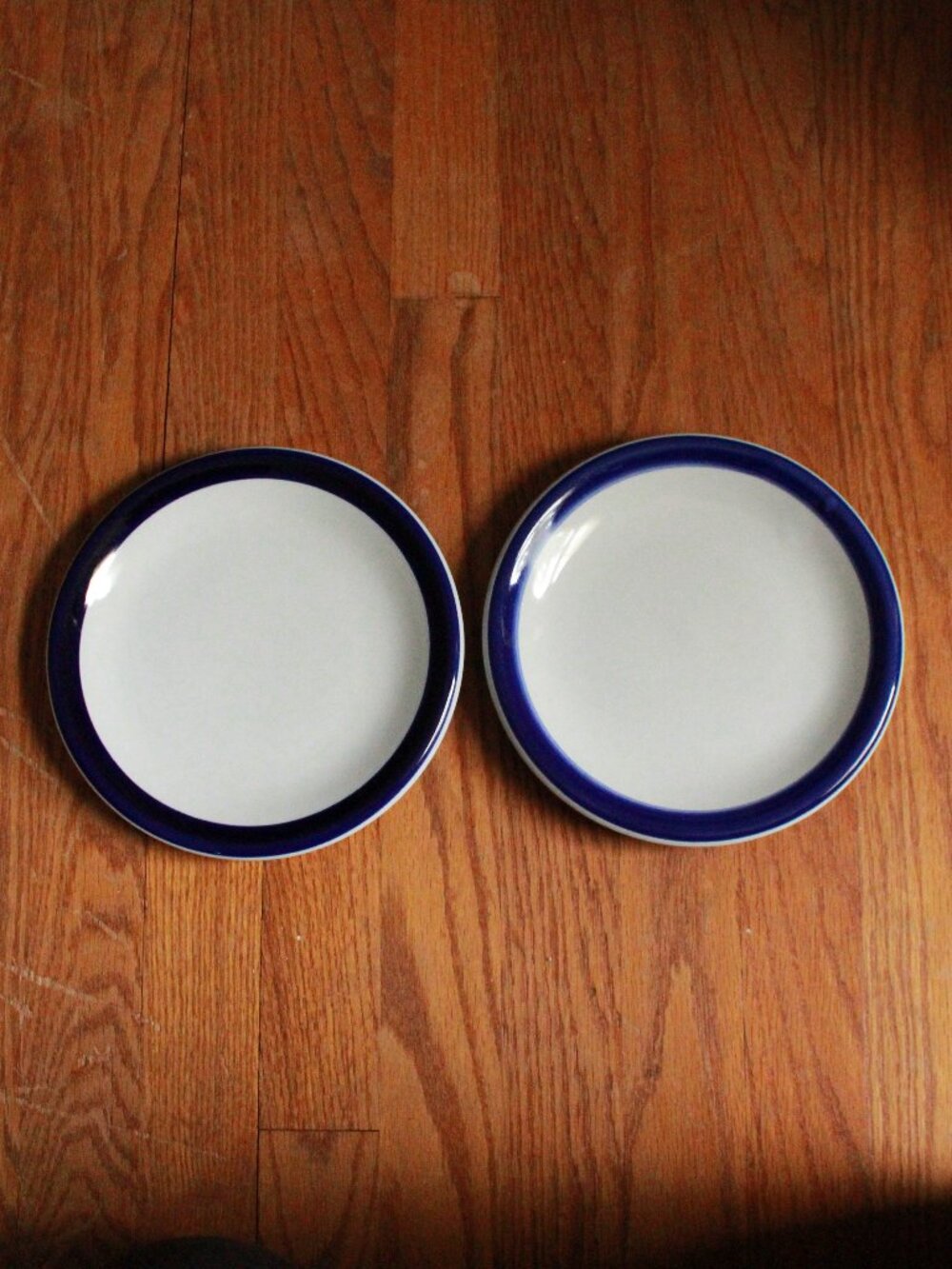 Vintage Pair of Signature Housewares Incorp. Color Trim Stoneware Salad Plates
